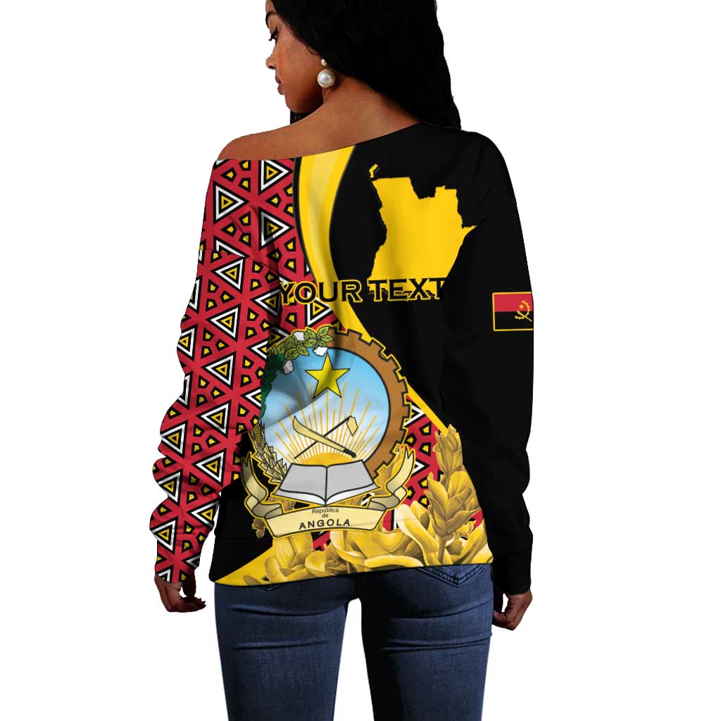 Personalized República de Angola Off Shoulder Sweater Coat Of Arms With Map