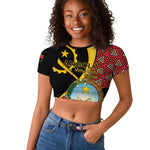 Personalized República de Angola Raglan Cropped T shirt Coat Of Arms With Map