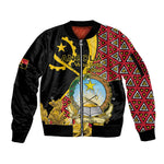 Personalized República de Angola Sleeve Zip Bomber Jacket Coat Of Arms With Map