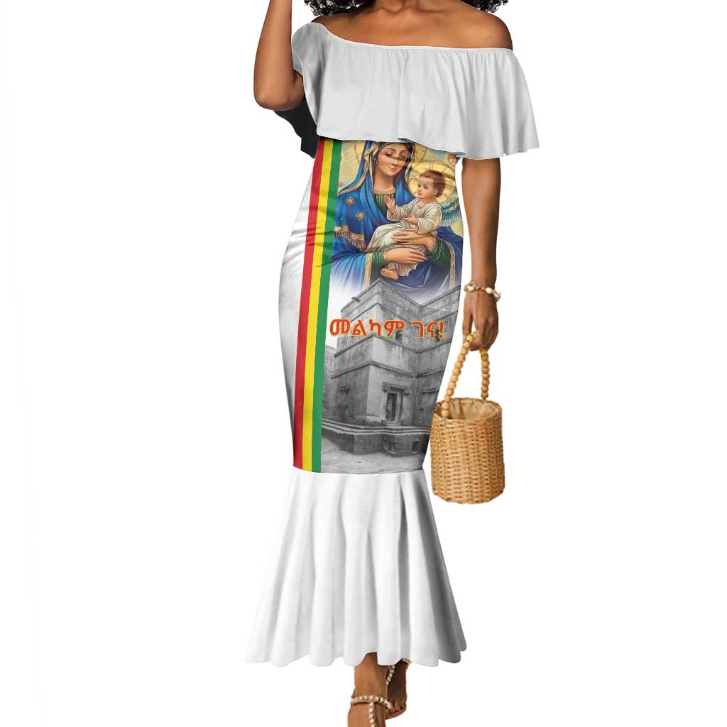 Afro Ethiopia Christmas Short Sleeve Bodycon Dress Melkam Gena Yegena Abat LT05