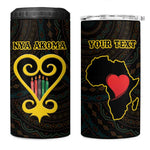 Personalized African-American Black Love Day 4 in 1 Can Cooler Tumbler Sankofa Heart - Nya Akoma