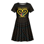 Personalized African-American Black Love Day Kid Short Sleeve Dress Sankofa Heart - Nya Akoma