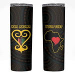 Personalized African-American Black Love Day Skinny Tumbler Sankofa Heart - Nya Akoma