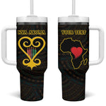 Personalized African-American Black Love Day Tumbler With Handle Sankofa Heart - Nya Akoma