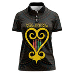 Personalized African-American Black Love Day Women Polo Shirt Sankofa Heart - Nya Akoma