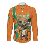 Custom Afro Ivory Coast Football Long Sleeve Button Shirt Go Champions
