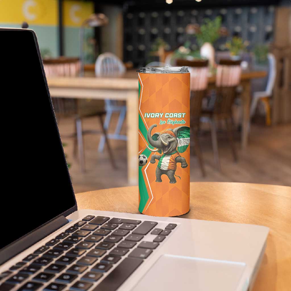 Custom Afro Ivory Coast Football Skinny Tumbler Go Champions