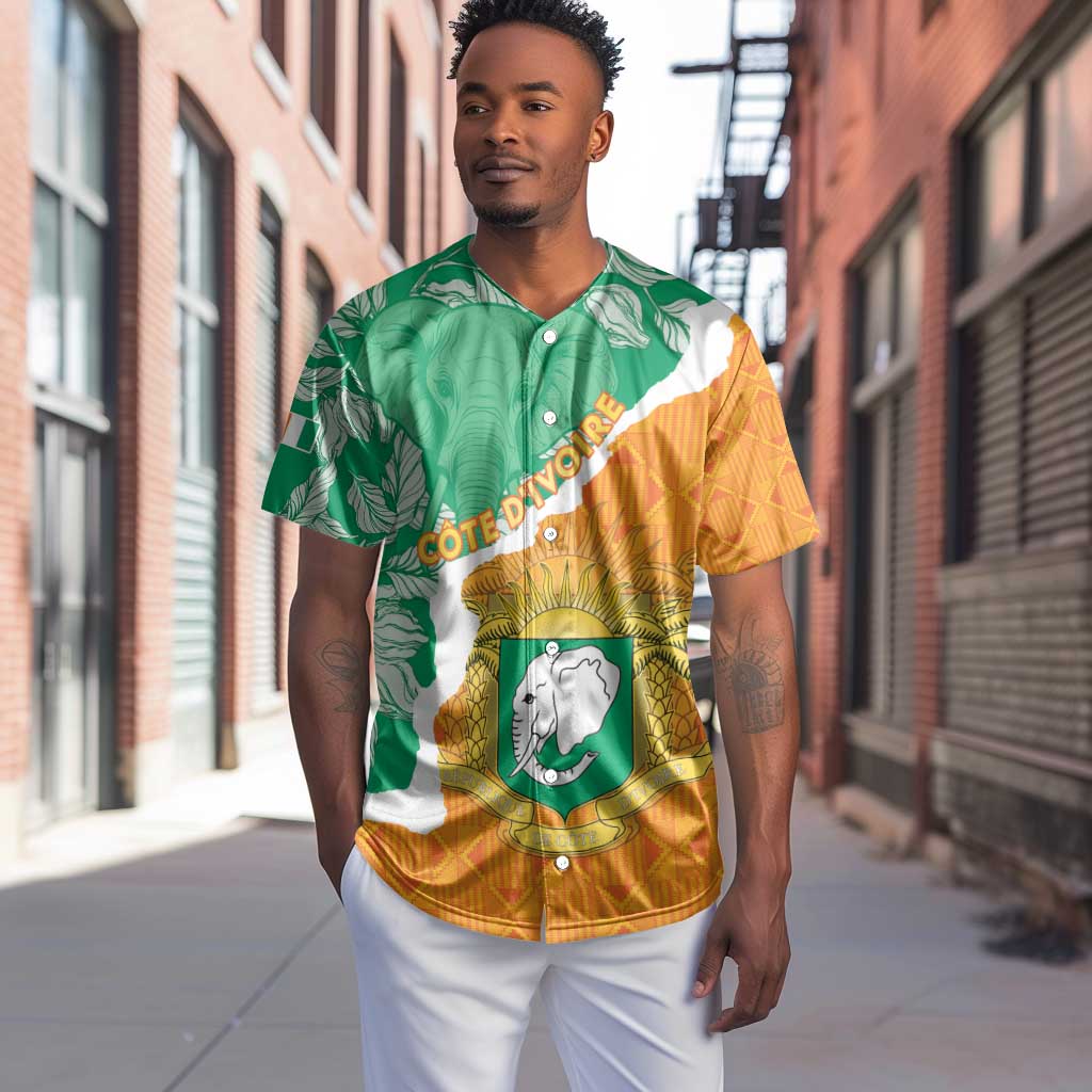 Personalized Afro Ivory Coast Baseball Jersey Coat Of Arms With Kente Pattern