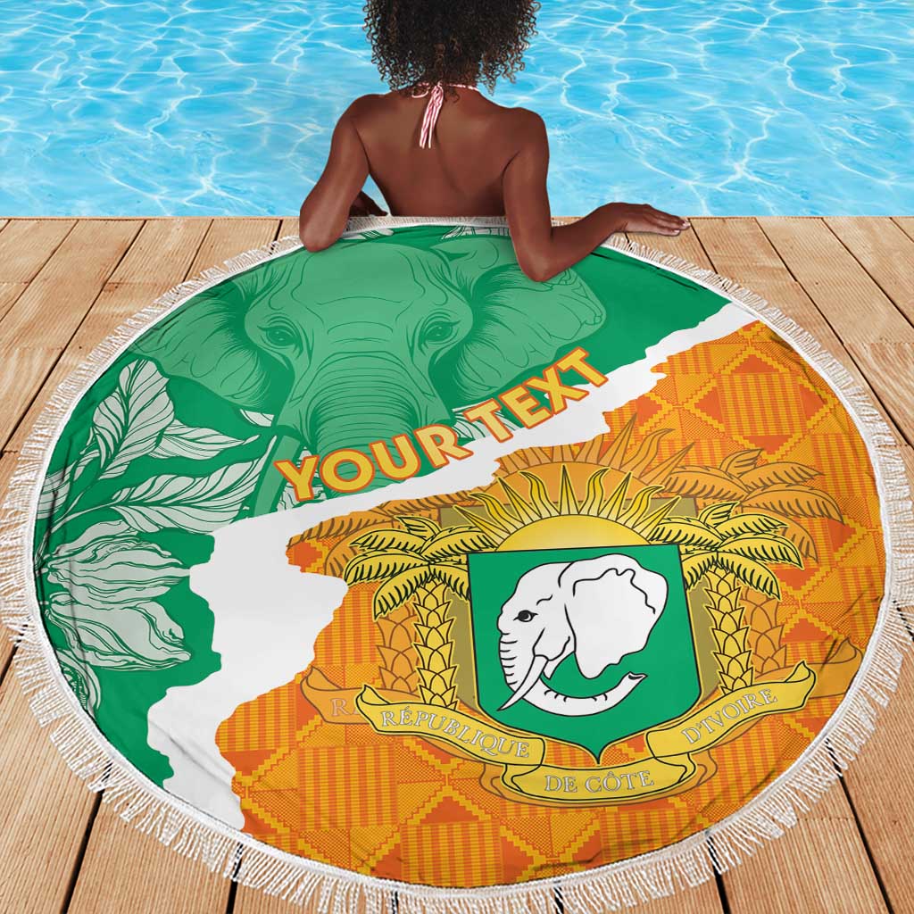 Personalized Afro Ivory Coast Beach Blanket Coat Of Arms With Kente Pattern