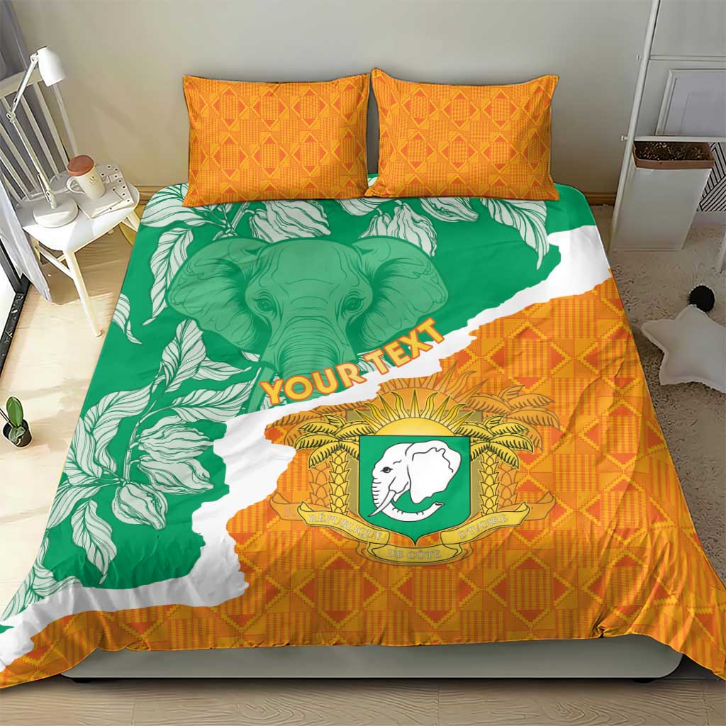 Personalized Afro Ivory Coast Bedding Set Coat Of Arms With Kente Pattern
