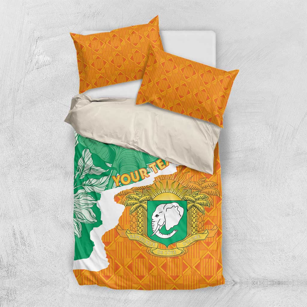 Personalized Afro Ivory Coast Bedding Set Coat Of Arms With Kente Pattern