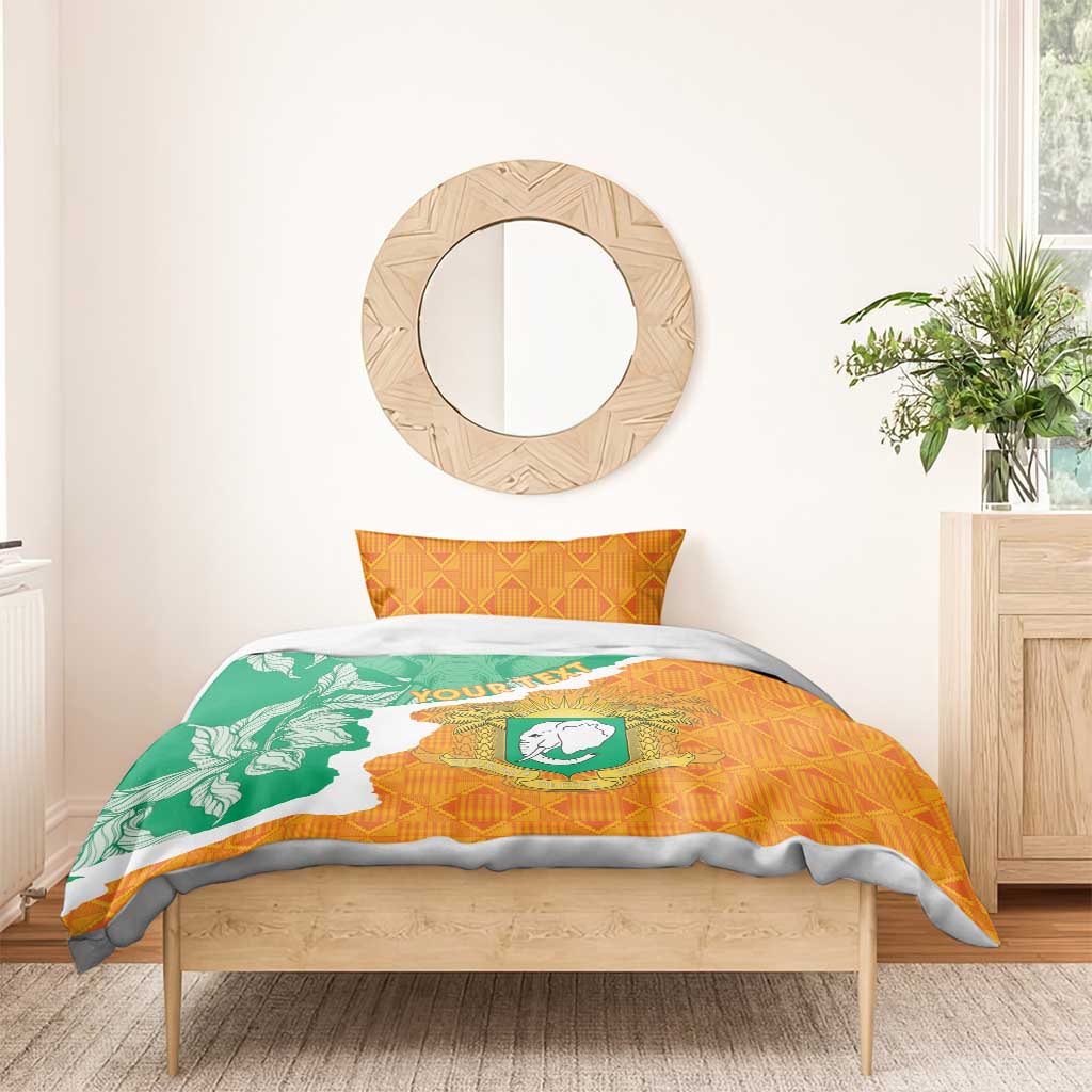 Personalized Afro Ivory Coast Bedding Set Coat Of Arms With Kente Pattern