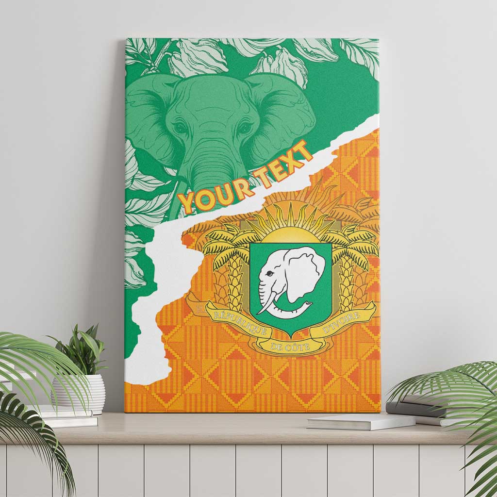 Personalized Afro Ivory Coast Canvas Wall Art Coat Of Arms With Kente Pattern
