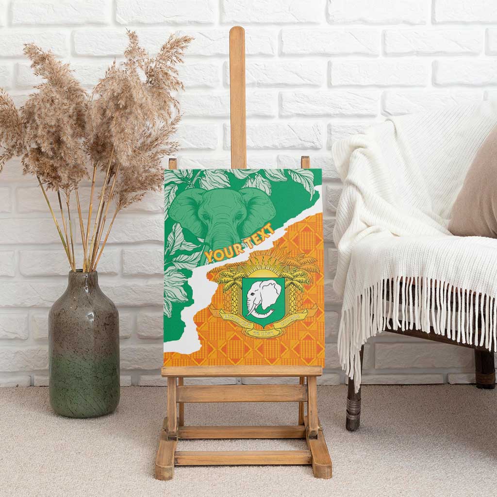 Personalized Afro Ivory Coast Canvas Wall Art Coat Of Arms With Kente Pattern