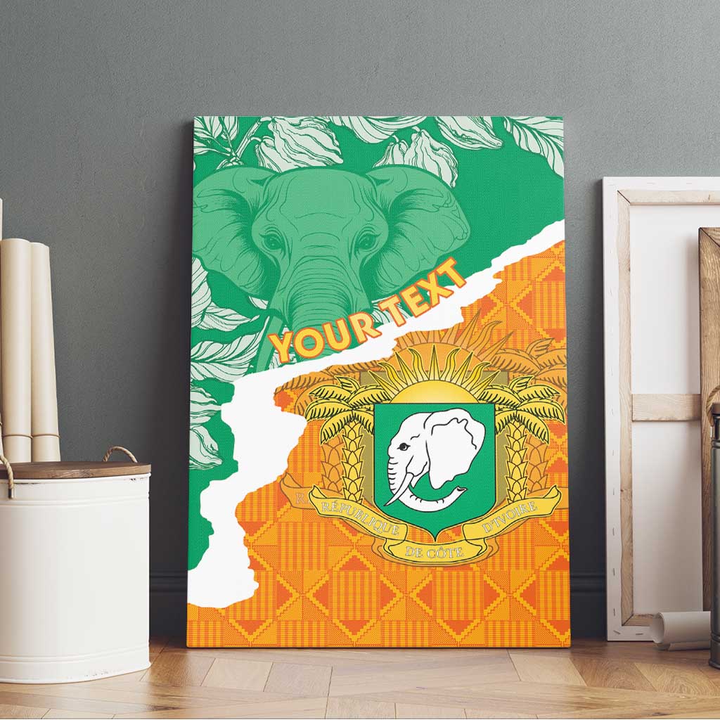 Personalized Afro Ivory Coast Canvas Wall Art Coat Of Arms With Kente Pattern