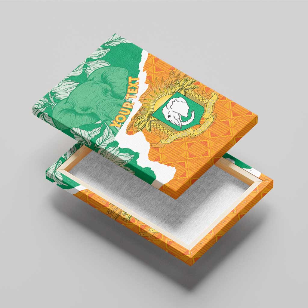 Personalized Afro Ivory Coast Canvas Wall Art Coat Of Arms With Kente Pattern