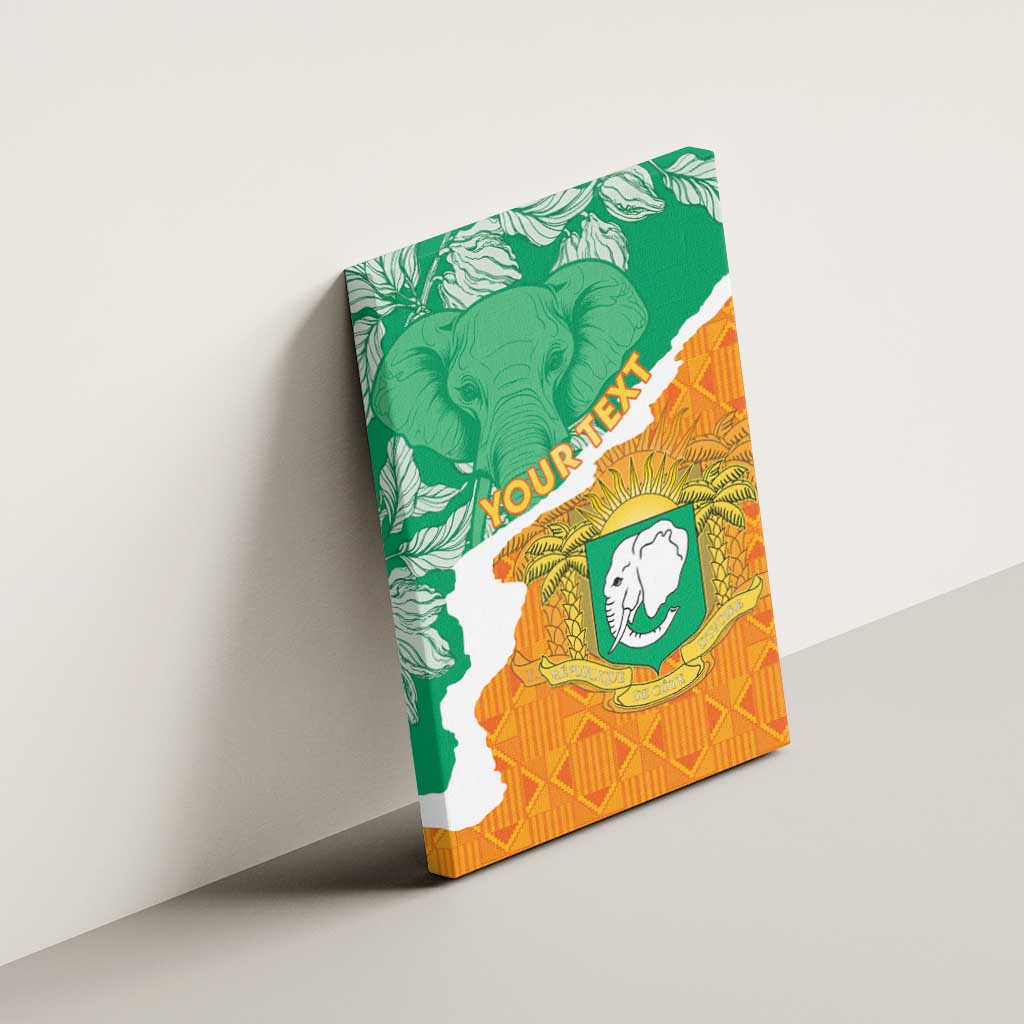 Personalized Afro Ivory Coast Canvas Wall Art Coat Of Arms With Kente Pattern