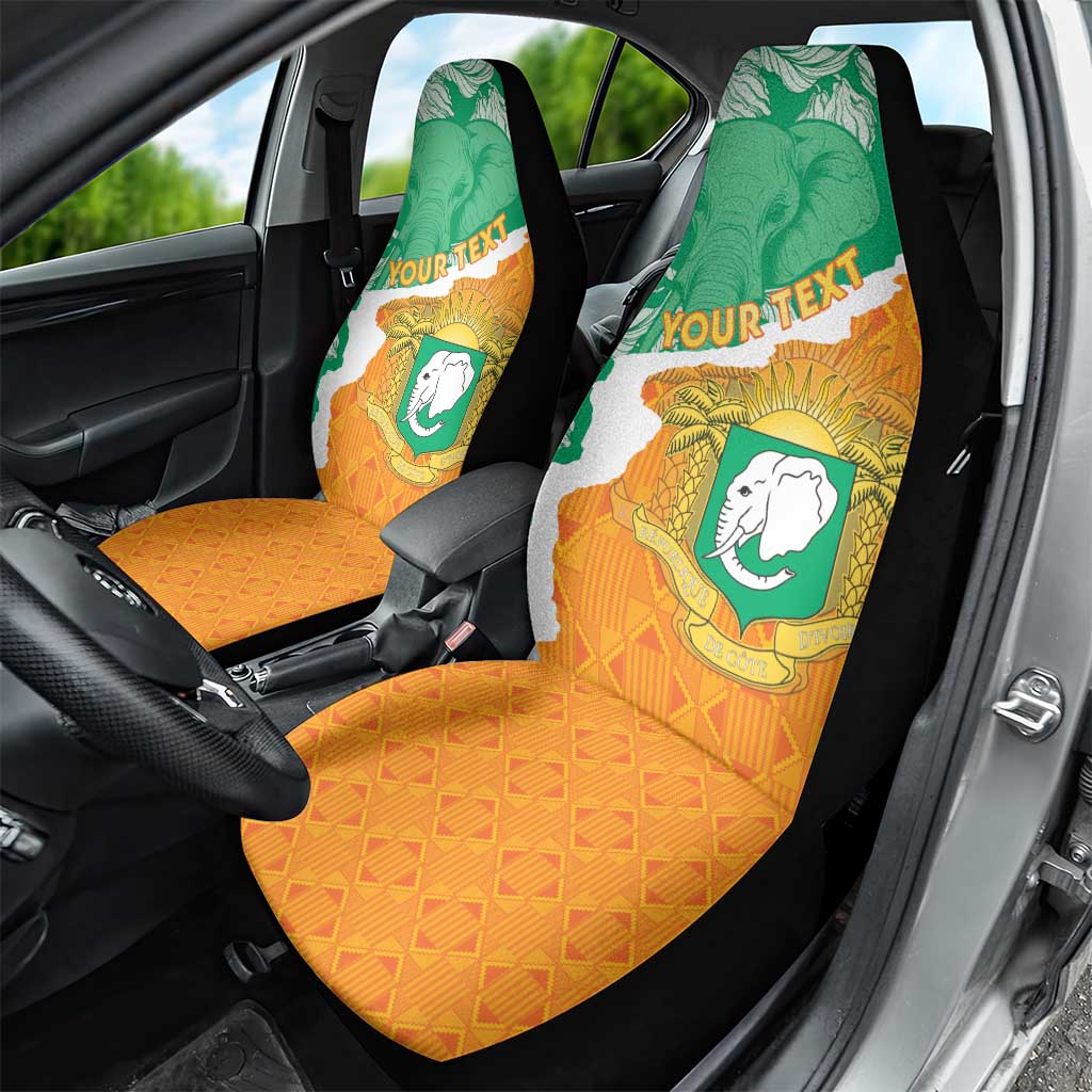 Personalized Afro Ivory Coast Car Seat Cover Coat Of Arms With Kente Pattern