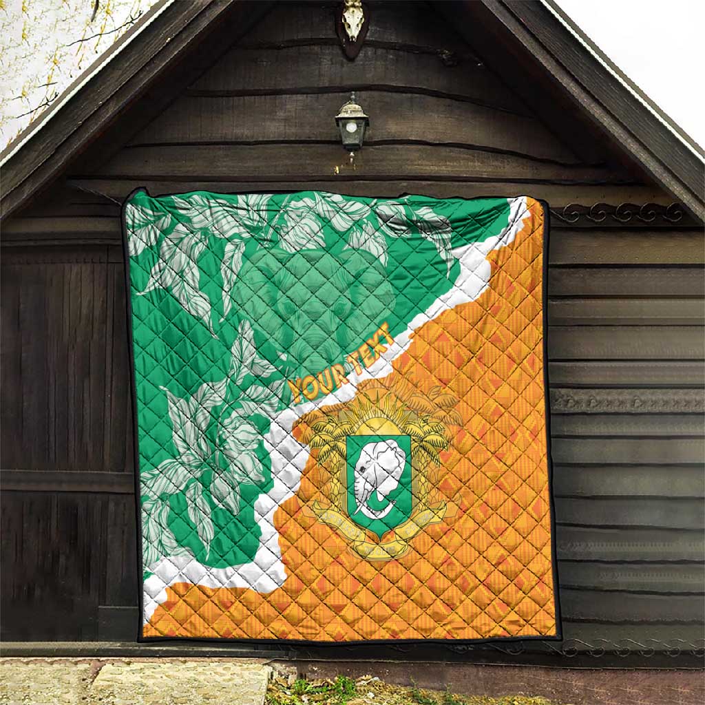 Personalized Afro Ivory Coast Quilt Coat Of Arms With Kente Pattern