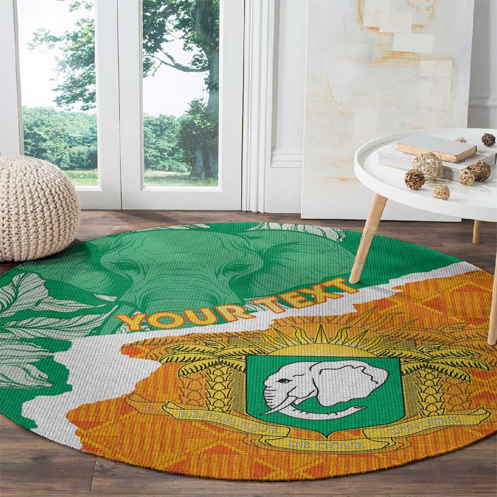 Personalized Afro Ivory Coast Round Carpet Coat Of Arms With Kente Pattern