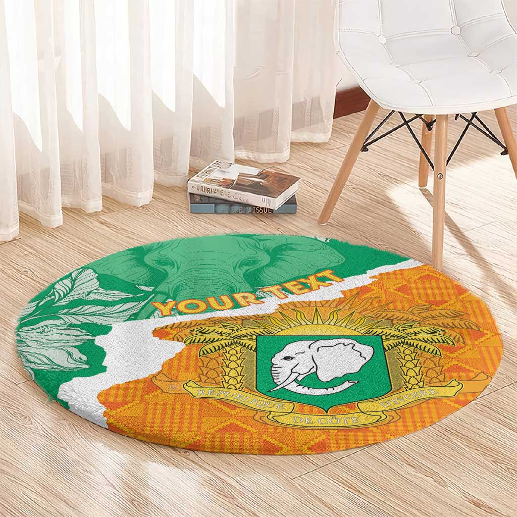 Personalized Afro Ivory Coast Round Carpet Coat Of Arms With Kente Pattern