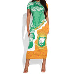 Personalized Afro Ivory Coast Short Sleeve Bodycon Dress Coat Of Arms With Kente Pattern LT15