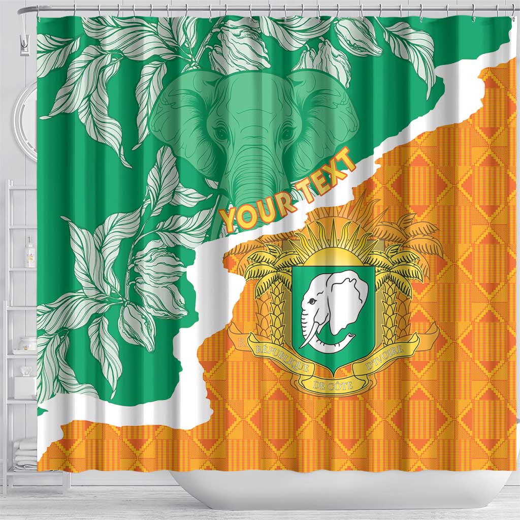Personalized Afro Ivory Coast Shower Curtain Coat Of Arms With Kente Pattern