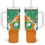 Personalized Afro Ivory Coast Tumbler With Handle Coat Of Arms With Kente Pattern