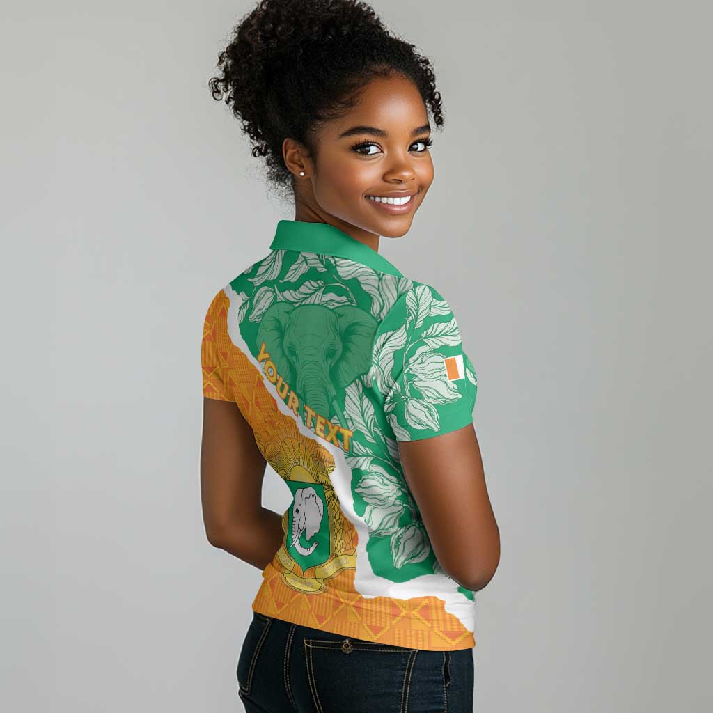 Personalized Afro Ivory Coast Women Polo Shirt Coat Of Arms With Kente Pattern