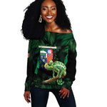 Reunion Island Off Shoulder Sweater Furcifer Pardalis