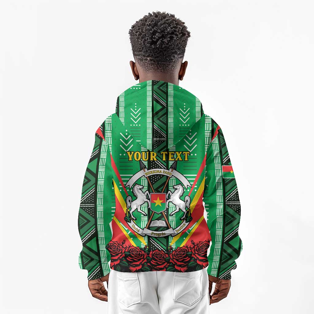 Personalised Afro Burkina Faso Kid Hoodie Coat Of Arms With Rose