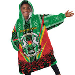 Personalised Afro Burkina Faso Kid Wearable Blanket Hoodie Coat Of Arms With Rose