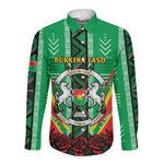 Personalised Afro Burkina Faso Long Sleeve Button Shirt Coat Of Arms With Rose