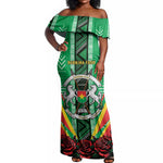 Personalised Afro Burkina Faso Off Shoulder Maxi Dress Coat Of Arms With Rose
