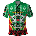 Personalised Afro Burkina Faso Polo Shirt Coat Of Arms With Rose