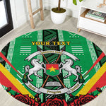Personalised Afro Burkina Faso Round Carpet Coat Of Arms With Rose