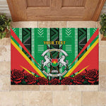 Personalised Afro Burkina Faso Rubber Doormat Coat Of Arms With Rose
