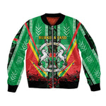 Personalised Afro Burkina Faso Sleeve Zip Bomber Jacket Coat Of Arms With Rose