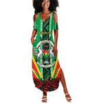 Personalised Afro Burkina Faso Summer Maxi Dress Coat Of Arms With Rose