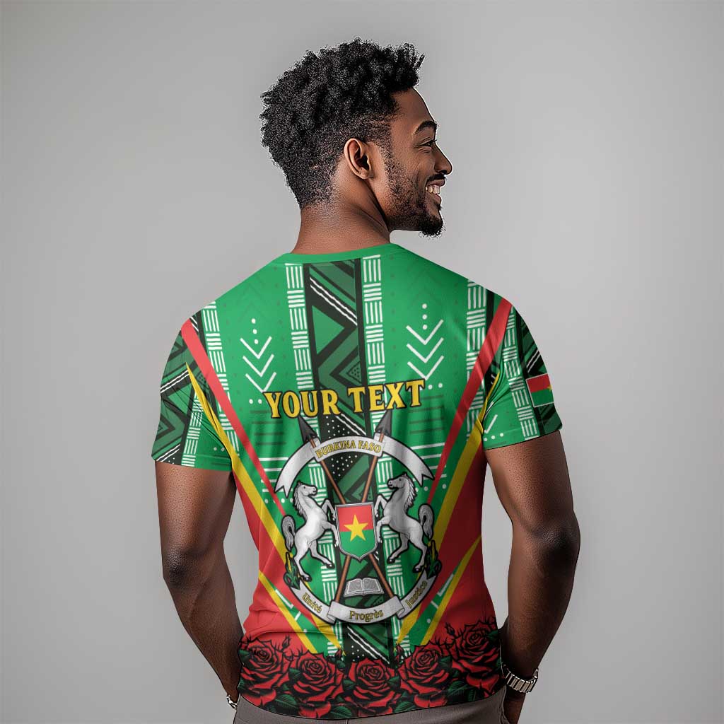 Personalised Afro Burkina Faso T shirt Coat Of Arms With Rose