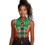 Personalised Afro Burkina Faso Women Sleeveless Polo Shirt Coat Of Arms With Rose