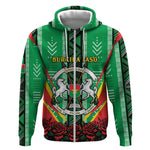 Personalised Afro Burkina Faso Zip Hoodie Coat Of Arms With Rose