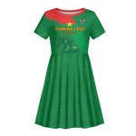 Burkina Faso Football Custom Kid Short Sleeve Dress Go Stallions