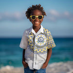 Cape Verde African Tribal Pattern Kid Hawaiian Shirt Chest Arm Tattoo