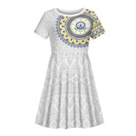 Cape Verde African Tribal Pattern Kid Short Sleeve Dress Chest Arm Tattoo