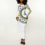 Cape Verde African Tribal Pattern Long Sleeve Bodycon Dress Chest Arm Tattoo LT15