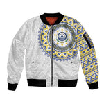 Cape Verde African Tribal Pattern Sleeve Zip Bomber Jacket Chest Arm Tattoo