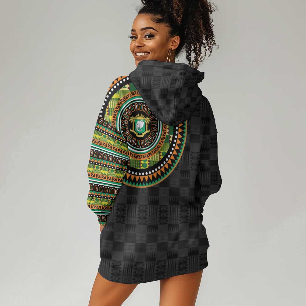 Ivory Coast African Tribal Pattern Hoodie Dress Chest Arm Tattoo
