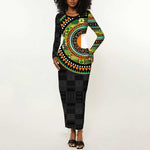 Ivory Coast African Tribal Pattern Long Sleeve Bodycon Dress Chest Arm Tattoo LT15