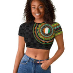 Ivory Coast African Tribal Pattern Raglan Cropped T shirt Chest Arm Tattoo